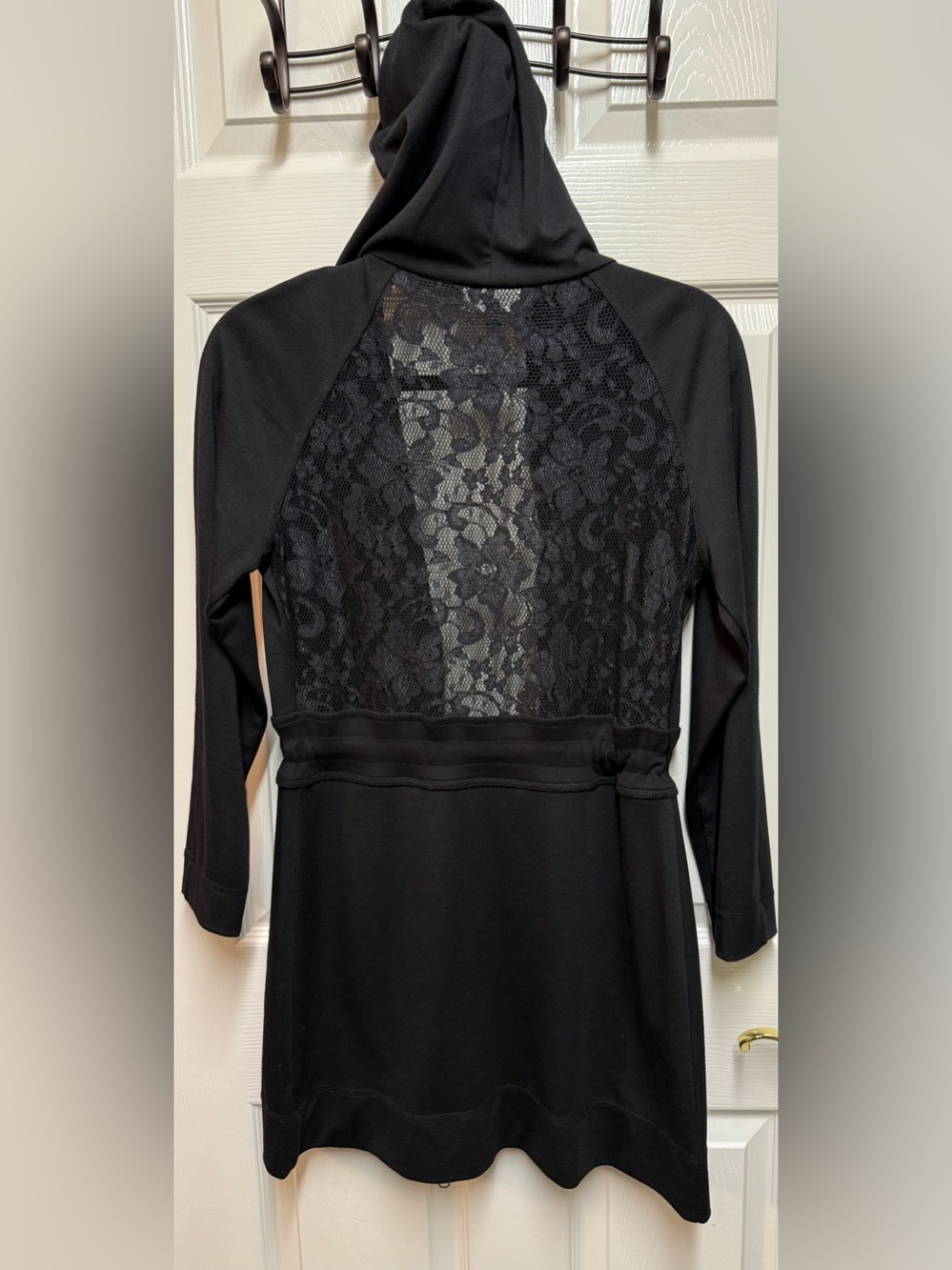 My Favorite Things Colleen Lopez Black Lace Back Hoodie Jacket XS